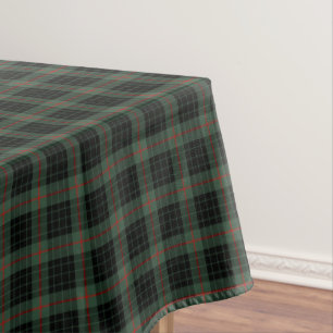 Clan Gunn Dark Green and Black Scottish Tartan Tablecloth
