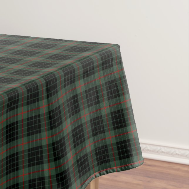 Clan Gunn Dark Green and Black Scottish Tartan Tablecloth (In Situ)