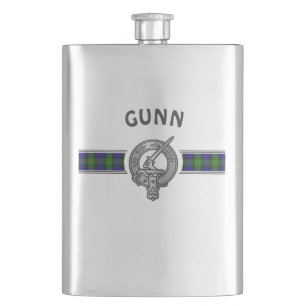 Clan Gunn (Edit) Crest & Tartan Hip Flask