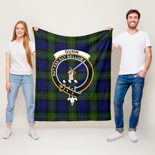 Clan Gunn Modern Tartan Plaid Fleece Blanket (In Situ)