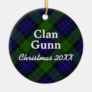 Clan Gunn Scottish Tartan Ceramic Tree Decoration
