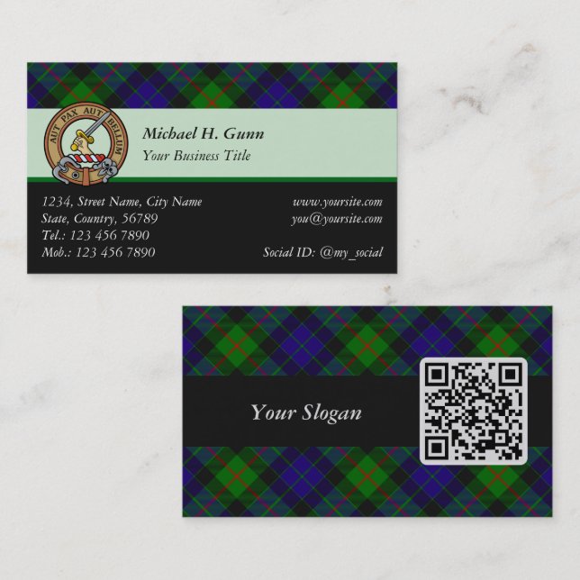 Clan Gunn Tartan Business Card (Front/Back)