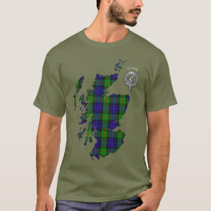 Clan Gunn Tartan Map & (Latin) Crest T-Shirt