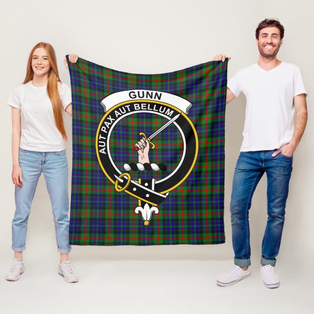 Clan Gunn Tartan Plaid Fleece Blanket (In Situ)