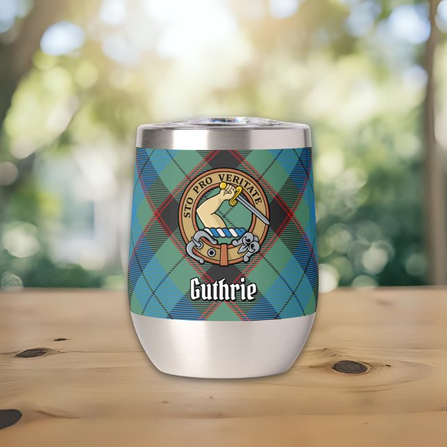 Clan Guthrie Crest over Tartan (Creator Uploaded)