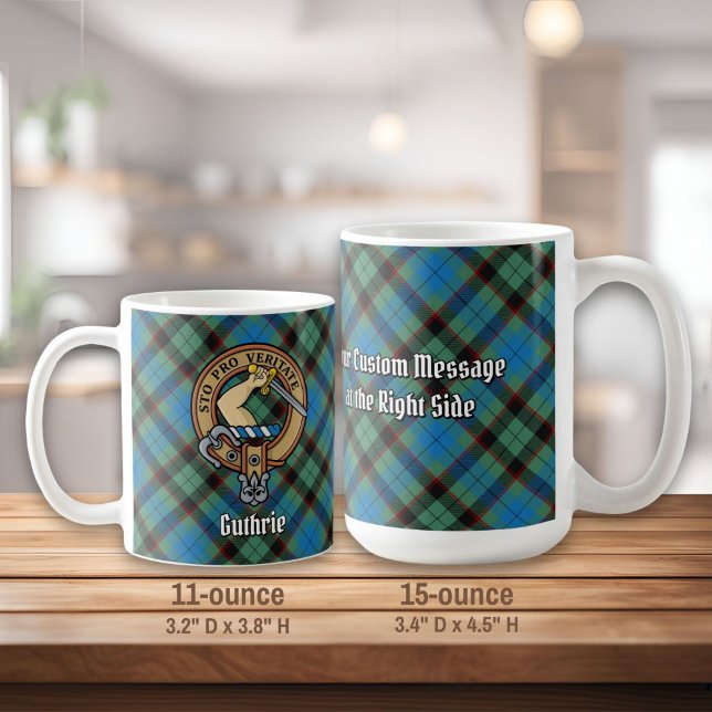 Clan Guthrie Crest over Tartan Coffee Mug (Creator Uploaded)