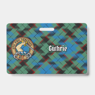 Clan Guthrie Crest over Tartan ID Badge