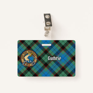 Clan Guthrie Crest over Tartan ID Badge