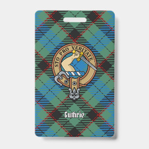 Clan Guthrie Crest over Tartan ID Badge