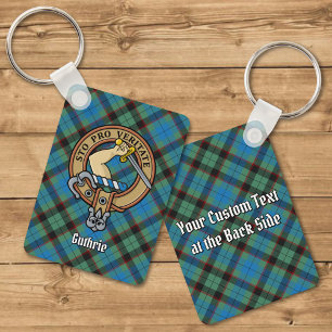Clan Guthrie Crest over Tartan Key Ring