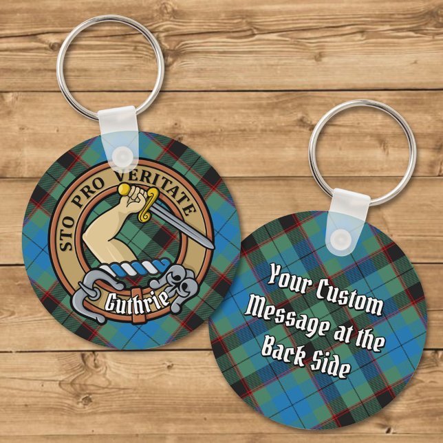 Clan Guthrie Crest over Tartan Key Ring (Creator Uploaded)