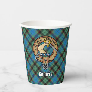 Clan Guthrie Crest over Tartan Paper Cups