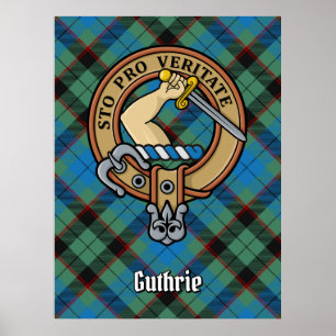 Clan Guthrie Crest over Tartan Poster