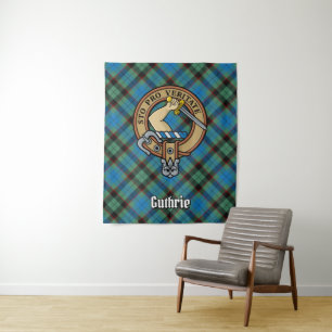Clan Guthrie Crest over Tartan Tapestry