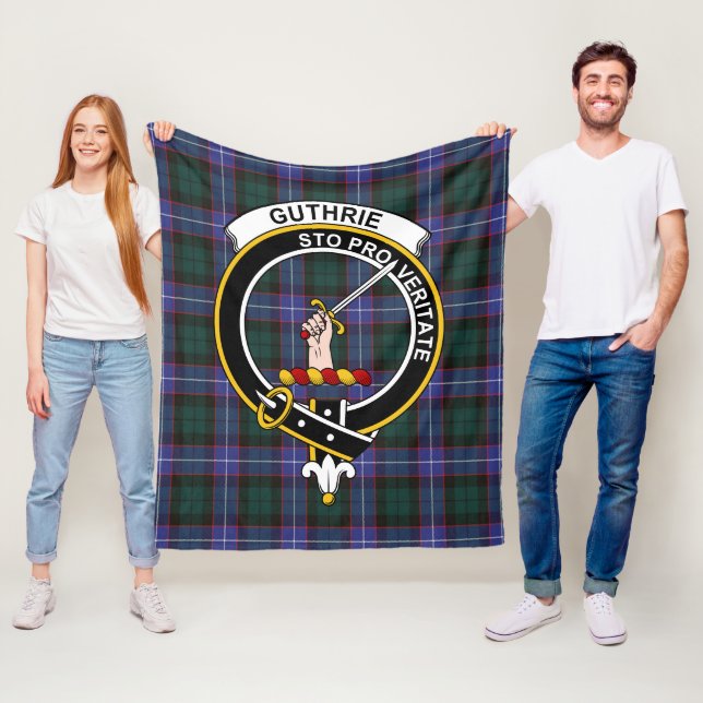 Clan Guthrie Modern Tartan Plaid Fleece Blanket (In Situ)