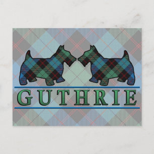 Clan Guthrie Tartan Scottie Dogs Postcard