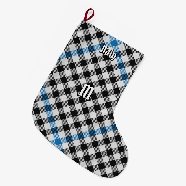 Clan Haig Check Tartan Large Christmas Stocking (Front (Hanging))