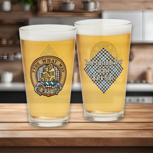 Clan Haig Crest over Check Tartan Glass