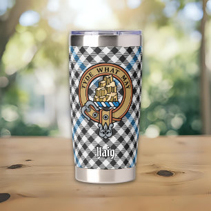 Clan Haig Crest over Check Tartan Insulated Tumbler