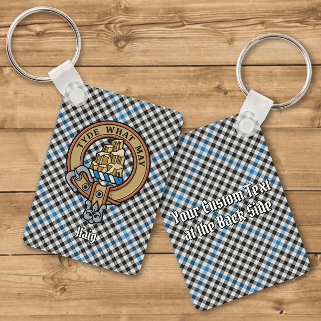 Clan Haig Crest over Check Tartan Key Ring (Creator Uploaded)