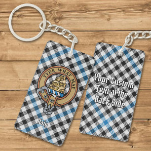 Clan Haig Crest over Check Tartan Key Ring