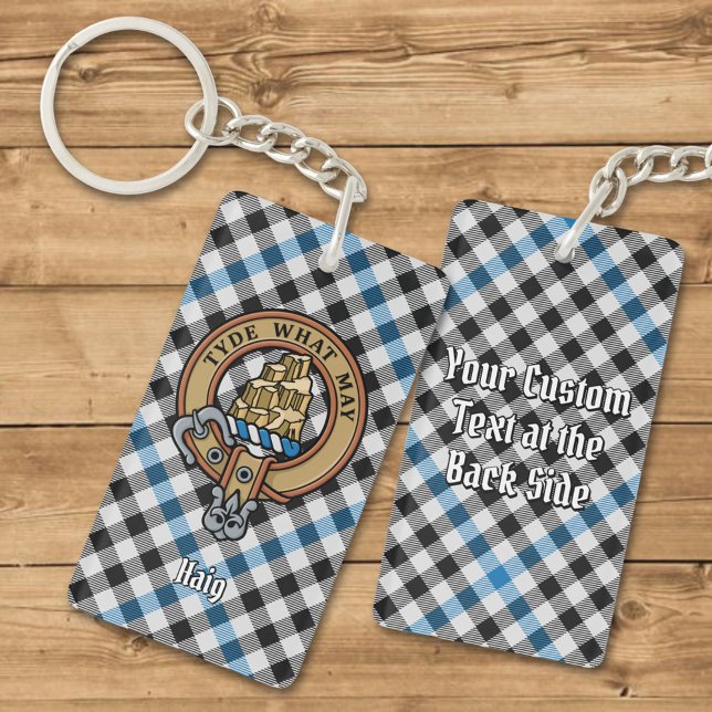 Clan Haig Crest over Check Tartan Key Ring (Creator Uploaded)