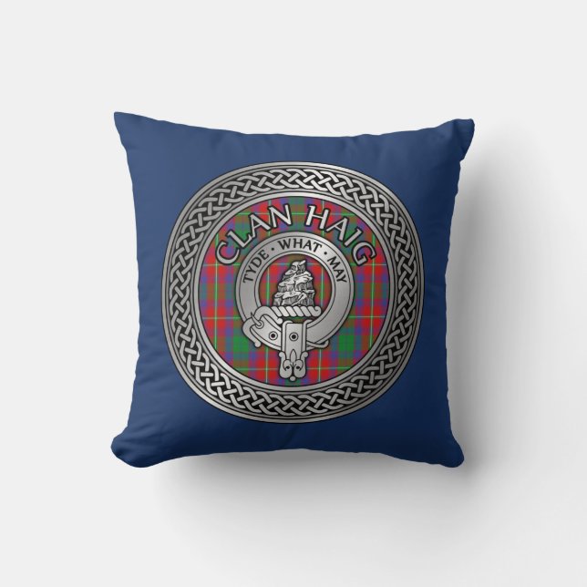 Clan Haig Crest & Tartan Knot Cushion (Front)