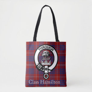 Clan Hamilton Crest and Tartan Tote Bag