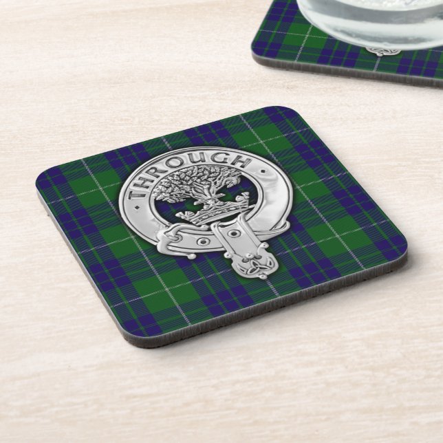 Clan Hamilton Crest & Hunting Tartan Coaster (Left Side)