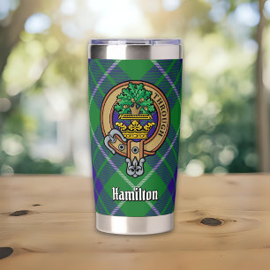 Clan Hamilton Crest over Hunting Tartan Insulated Tumbler