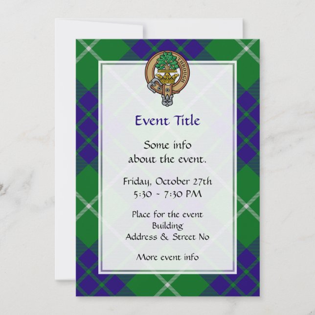 Clan Hamilton Crest over Hunting Tartan Invitation (Front)
