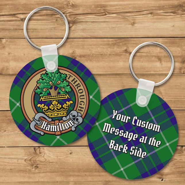 Clan Hamilton Crest over Hunting Tartan Key Ring (Creator Uploaded)