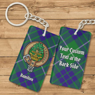 Clan Hamilton Crest over Hunting Tartan Keychain