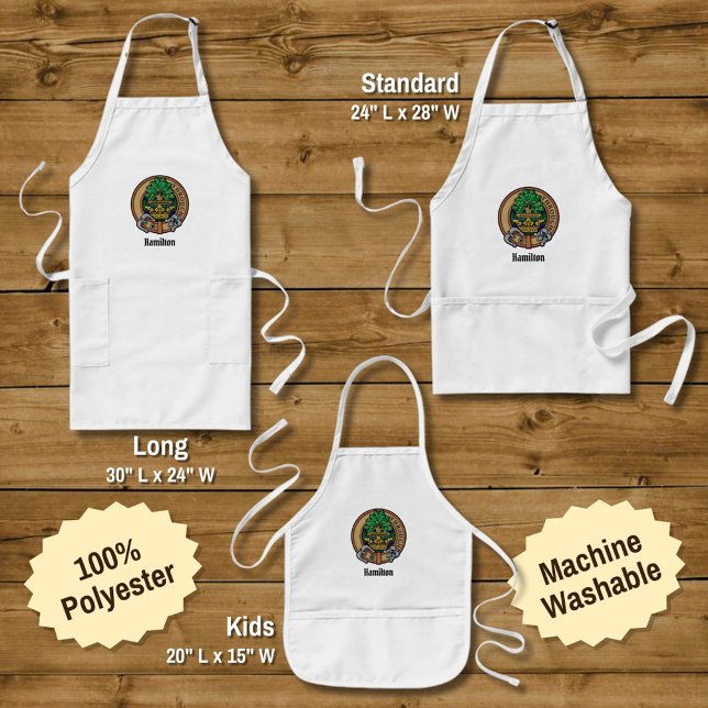 Clan Hamilton Crest over Hunting Tartan Long Apron (Creator Uploaded)
