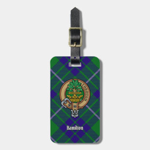 Clan Hamilton Crest over Hunting Tartan Luggage Tag