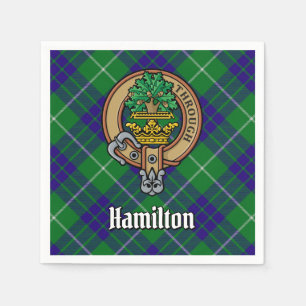 Clan Hamilton Crest over Hunting Tartan Napkin