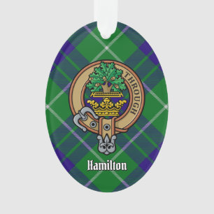 Clan Hamilton Crest over Hunting Tartan Ornament