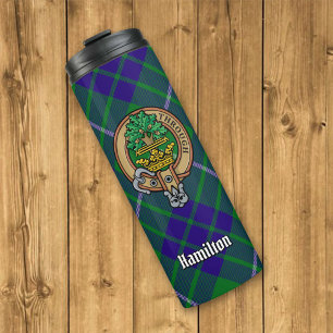 Clan Hamilton Crest over Hunting Tartan Thermal Tumbler