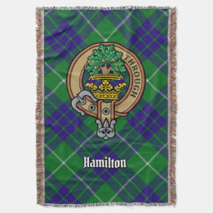 Clan Hamilton Crest over Hunting Tartan Throw Blanket