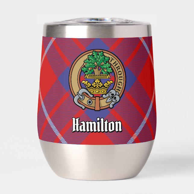 Clan Hamilton Crest over Red Tartan (Front)
