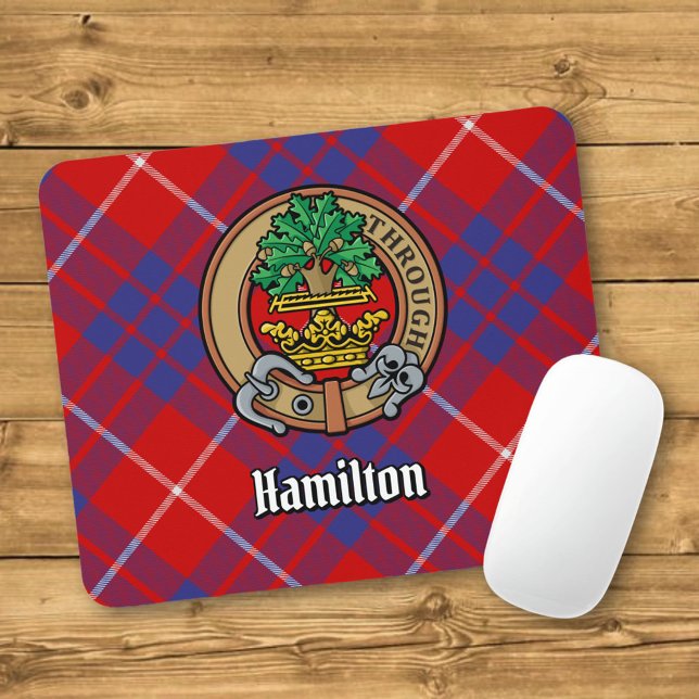 Clan Hamilton Crest over Red Tartan Mouse Pad (Creator Uploaded)