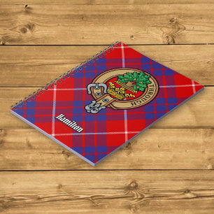 Clan Hamilton Crest over Red Tartan Notebook