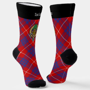 Clan Hamilton Crest over Red Tartan Socks
