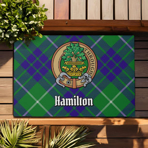 Clan Hamilton Crest over Tartan Doormat