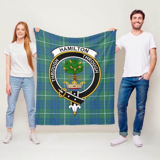 Clan Hamilton Hunting Ancient Tartan Plaid Fleece Blanket (In Situ)
