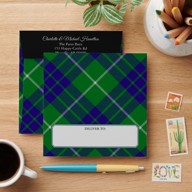 Clan Hamilton Hunting Tartan Envelope (Desk)