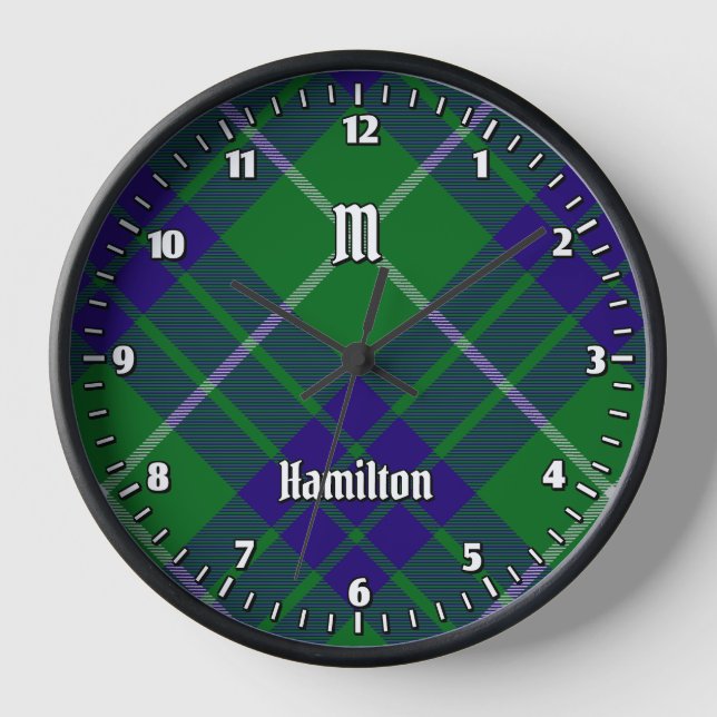 Clan Hamilton Hunting Tartan Large Clock (Front)