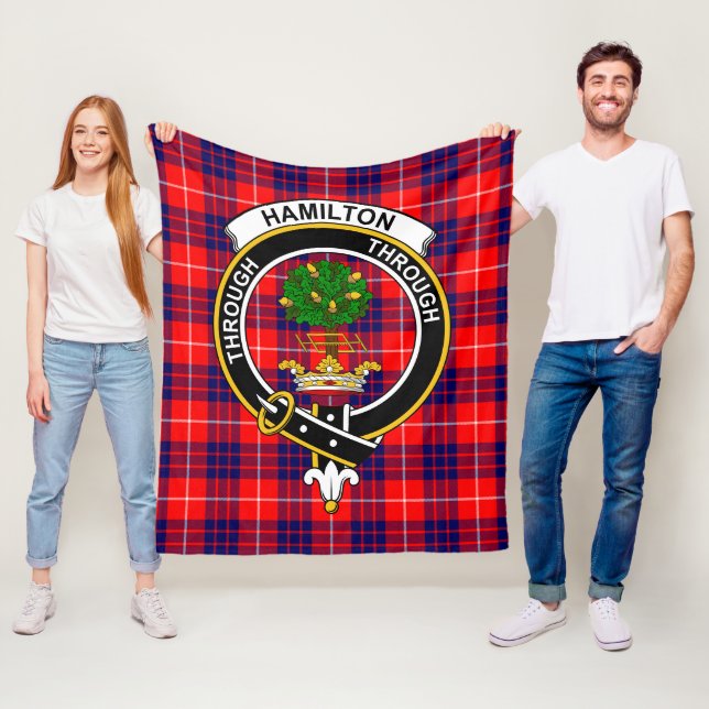 Clan Hamilton Modern Tartan Plaid Fleece Blanket (In Situ)