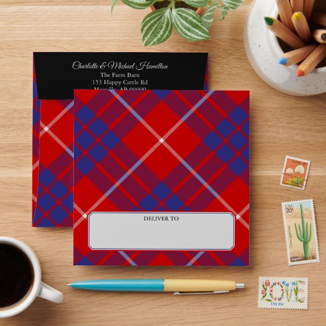 Clan Hamilton Red Tartan Envelope (Desk)