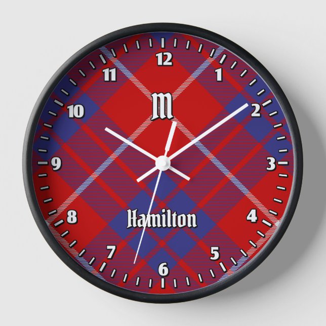 Clan Hamilton Red Tartan Large Clock (Front)
